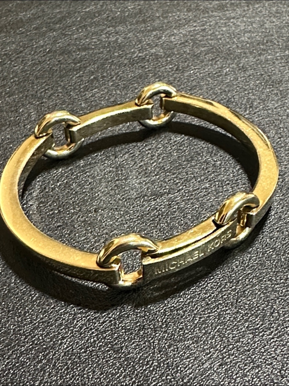 Michael Kors Gold Tone Status Link Horsebit Bangle Bracelet